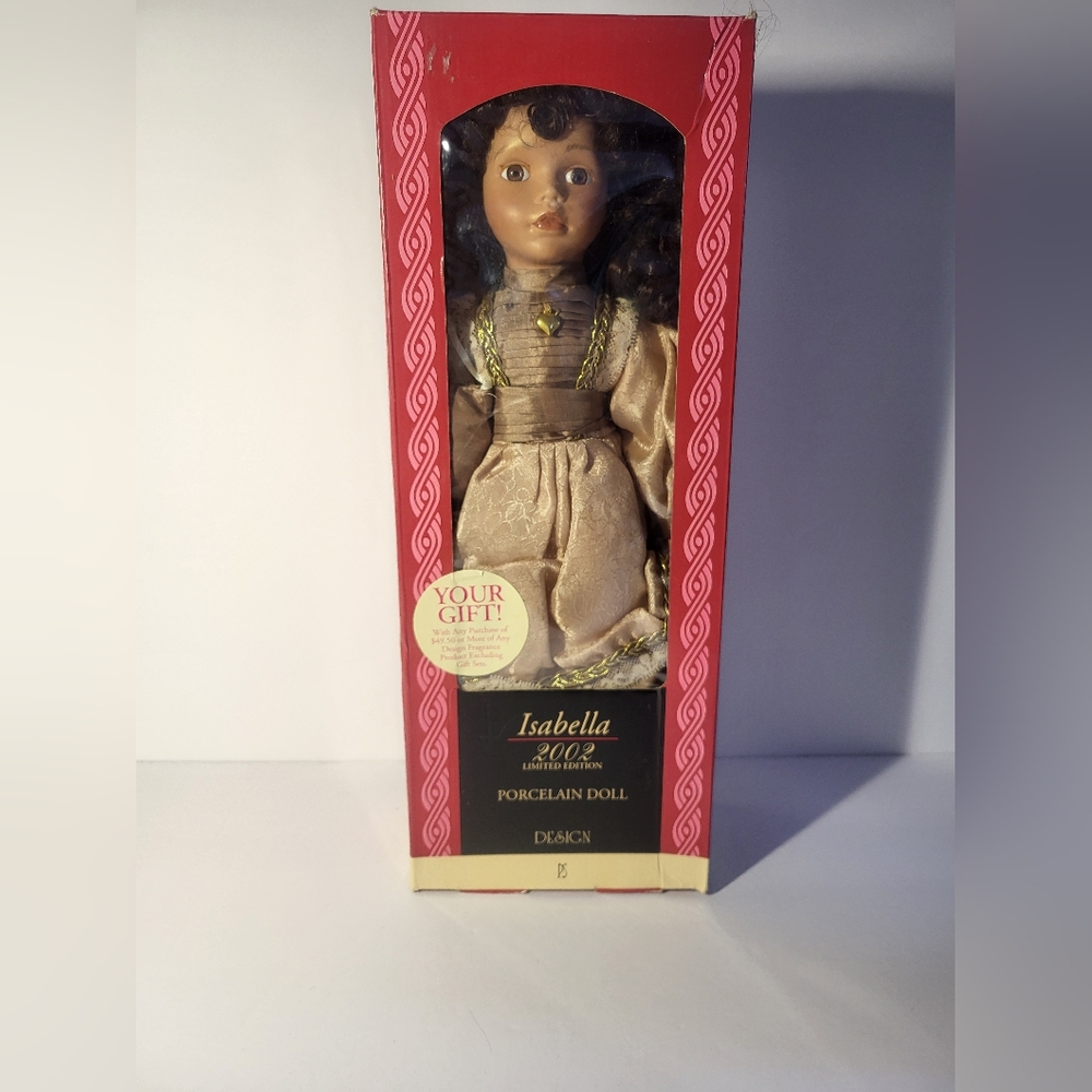 Isabella Porcelain Doll with Gold Dress
